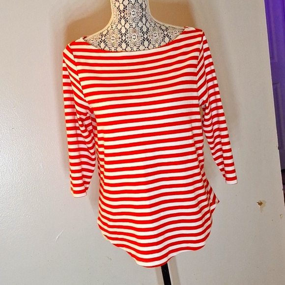 🌸Women's Red/White Striped Top - Picture 1 of 7